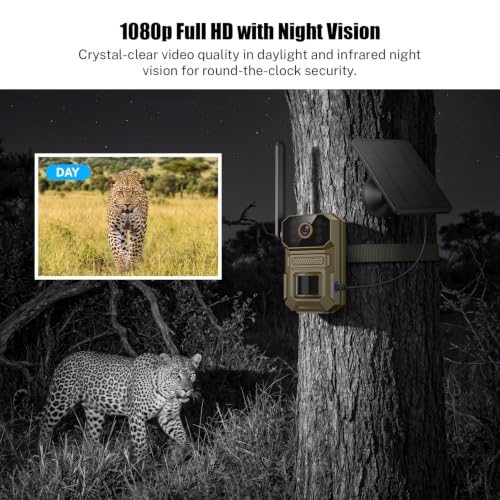 ClipBlur 4G LTE Cellular Trail Camera, Hunting Game Camera Wireless Outdoor | Solar-Powered, IR Night Vision, Motion Detection, IP66 Waterproof, SIM Card Included, 1080P, for Farms, Wildlife Monitoring