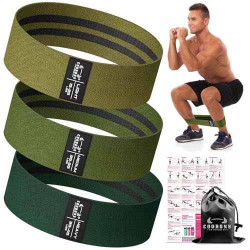 Fabric Resistance Bands for Working Out | Exercise Bands for Women and Men, Booty Bands for Legs and Glute, Yoga, Pilates, Rehab, Fitness and Home Workout - color: Green