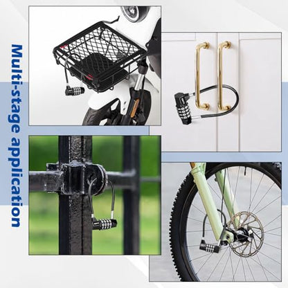 Cable Locks with Combination,Steel Cable Rope Wire 4-Digit Combination Lock with Resettable Code for Bikes, Lockers, File Cabinets, Wardrobes, Small Fences,gate Lock, Pool Padlock. - size: Span 3.5 in,Cable length 7*0.2 in