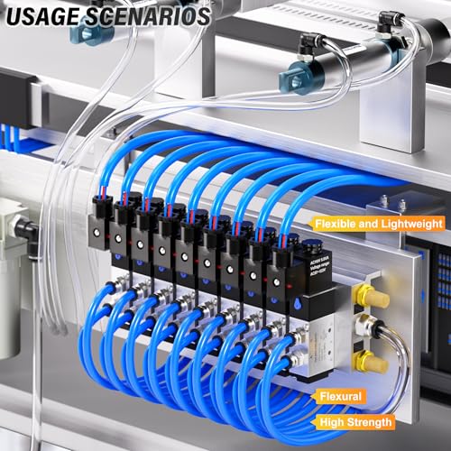 TAILONZ PNEUMATIC Air Line 1/4 inch od Blue Polyurethane PU Air Hose Pipe Tube 60M/200FT - color: Blue-PU, size: 1/4'' OD/200ft/60m
