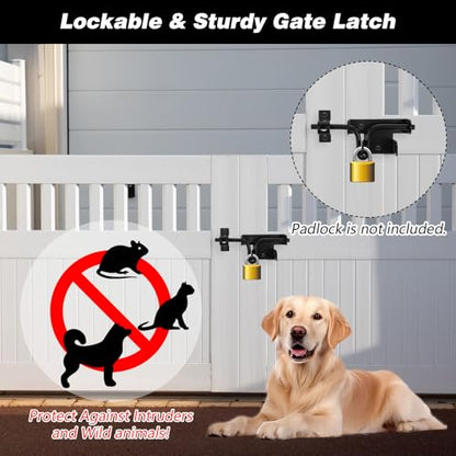 3-Pack Heavy Duty Slide Bolt Gate Latches with Padlock Hole – Rustproof Iron Sliding Locks for Wooden Fence, Shed Door, Barn & Outdoor Gates (Black, 6.4” x 2.3”)