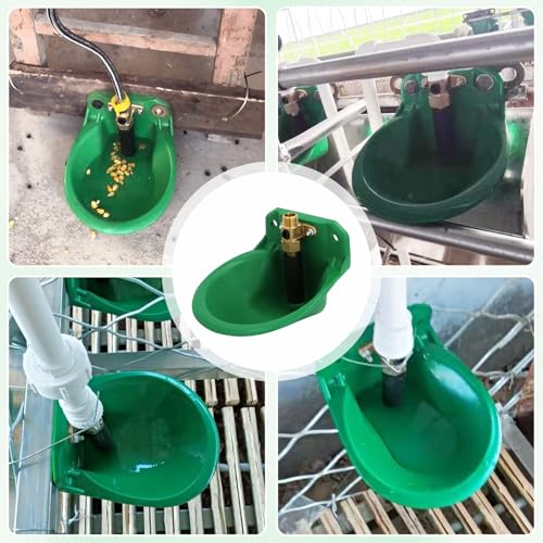 2PCS Automatic Goat Waterer Bowl with Brass Water Valve Plastic Water Trough Livestock Sink Cup Suitable for Goat Sheep Calf Pig Dog Breeding