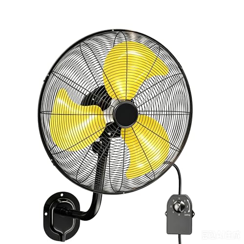 16" Wall Mount Fan, 5200 CFM Outdoor Wall Fan with 90° Oscillation,3 Speeds,Adjustable Tilt,Poweful Motor,Industrial Fan for Garage,Shop,Patio,Factory,Porch,Commercial,Factory,Indoor,ETL - size: 16 Inch Fan