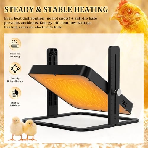 Upgraded Chick Heating Plate with Adjustable Height & Angle, Thermostatic Control Chick Warmer Pad for Enclosed Indoor Space – Ideal for Chicks - size: small-03