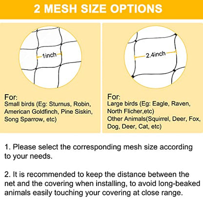 Bird Net 25'x50' with 1" Mesh Nylon Bird Netting for Garden, Poultry Netting Heavy Duty Aviary Netting Chicken Coop Netting, Garden Netting Deer Fence Netting for Fruit Tree, Pests Trellis Net - size: 25'×50'-1''