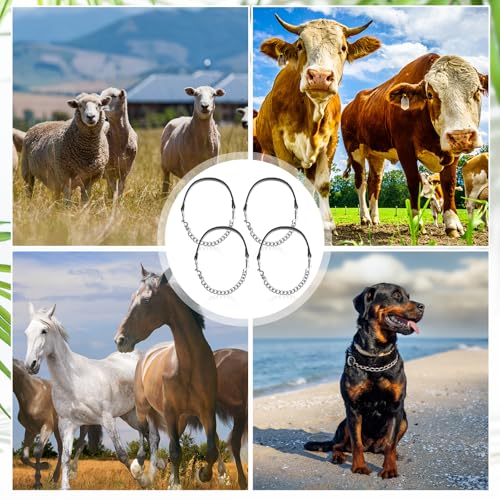 Misdary 4 Pcs Goat Show Collars, Adjustable 14"-24" Iron Chain Halter for Sheep, Horses, Dogs, Cows & Calves, Farm Animal Supplies Accessories Animal Lovers Gift (14'',Black) - color: Black