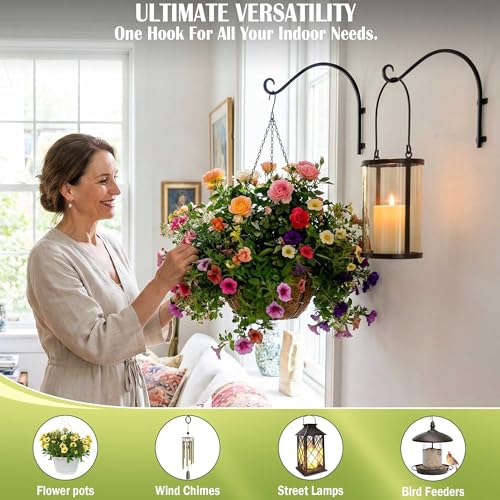 AJART Plant Hanger Bracket Outdoor: 16-Inch Metal Bird Feeder Wall Hooks - 2 Pieces Heavy Duty Plant Hanger Hook for Hanging Flower Baskets - size: 16 Inch, style: Plant Hanging Hooks