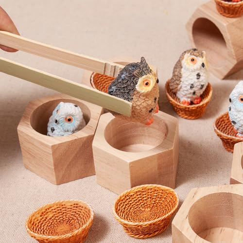 Sorting Stacking Wooden Toys for Toddlers, Owl Montessori Toys Toddler Sensory Bin Tool Toy, Wood Owl House Fine Motor Skill Toy Early Learning Preschool Educational Gift for Kids - style: Owl Toys