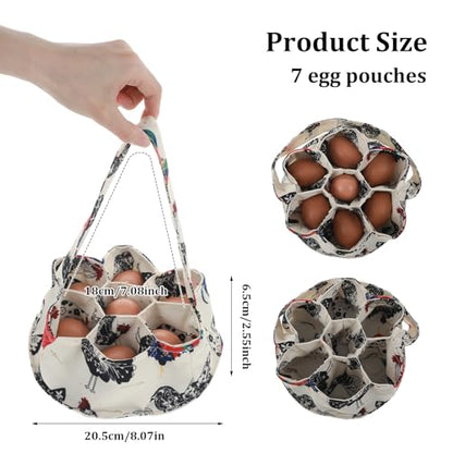 Egg Collection Basket, Egg Bags, Portable Eggs Carrier, Eggs Gathering Basket with 7 Pouches for Home Garden Farm Use
