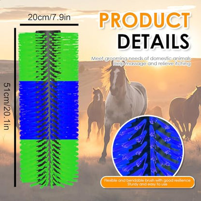 4 Sets Scratch Brushes For Livestock - 20 X 8 Inch Anti-Itch Tool,Multifunctional Cow Scratching Grooming Brush,Screws And Nuts For Sheep, Cattle, Horses, Pigs,Effectively Protecting The Fence - color: teal