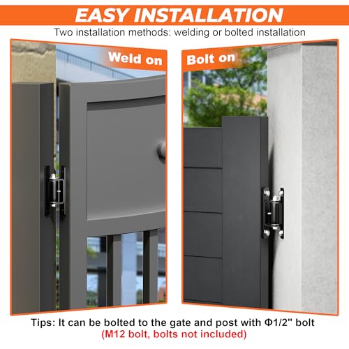7" Heavy Duty Gate Hinges, 2 Pack High Strength Steel Wall Mount Gate Hinge 1100LBs Load Capacity, Black Gate Hinges for Metal Fence Farm Wood Gates