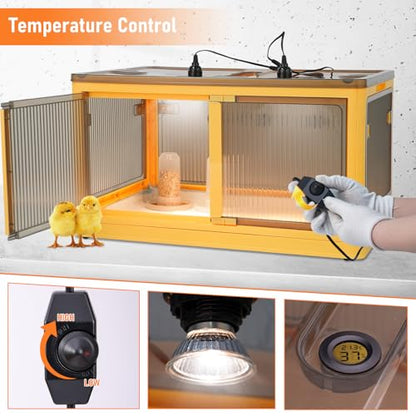 Chicken Brooder Box for Chicks Starter Kit, Large Chicken Brooder Heater Warms up to 30 Chicks, Poultry Breeding Box Suitable for Chick Duckling Parrot Lizard (26" L x 18" W x 14" H) - size: 26"L x 18"W x 14"H