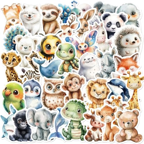 50 Pcs Cartoon Watercolor Animal Doodle Stickers Waterproof Vinyl Decals for Guitar, Notebook, Luggage, DIY Craft Decor (Bee) - color: Bee