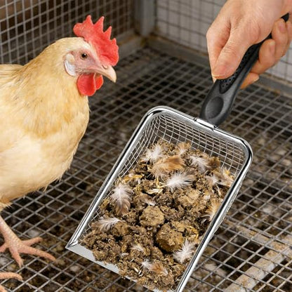 Heavy Duty Stainless Steel Chicken Manures Shovel for Easy of Poultry Coops with Ergonomic Handle