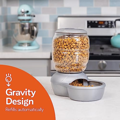 Petmate Replendish Feeder with Automatic Cat and Dog Feeder, 5 LB, Pearl Silver Grey, Made in USA - color: Pearl Silver Grey, size: 5 LB
