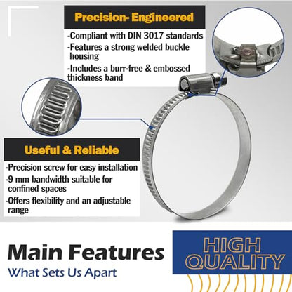 10 Pack SAE Size 8 Stainless Steel Hose Clamps, German Style Embossed Worm Gear Clamp, Adjustable 5/8 to 1 inch (16-25mm) for Small Engine Fuel Line Plumbing - size: 5/8 to 1 inch (10 Pack)