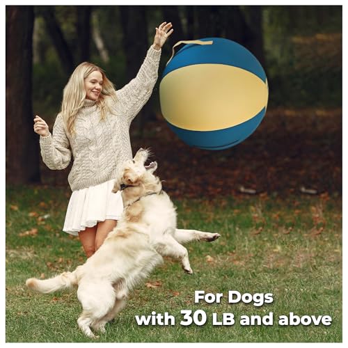 Herding Ball for Dogs – 18” Dog Training Ball with Handles for Medium & Large Breeds – Non-Chew Interactive Toy for Aussies, Heelers & Collies – Outdoor Exercise & Mental Stimulation Toy