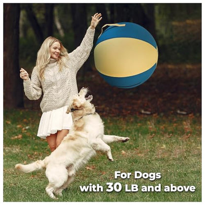 Herding Ball for Dogs – 18” Dog Training Ball with Handles for Medium & Large Breeds – Non-Chew Interactive Toy for Aussies, Heelers & Collies – Outdoor Exercise & Mental Stimulation Toy