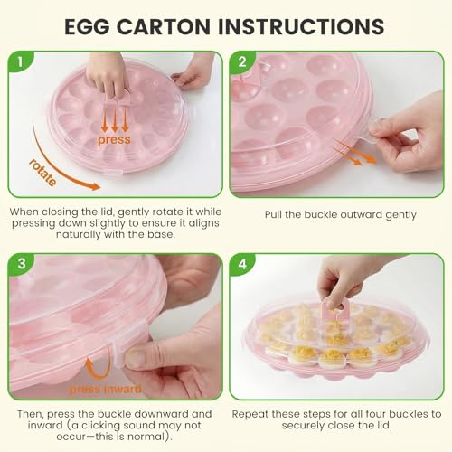 HANSGO Deviled Egg Containers with Lid, 3PCS Deviled Egg Platter Carrier Holder Trays with 66 Slots for Holiday Party and Home Kitchen, Pink - color: 3pcs Pink