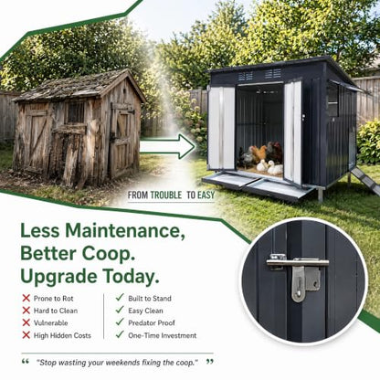 Outdoor Chicken Coop, Pull Out Waste Trays, Raised Base & Ventilated Window