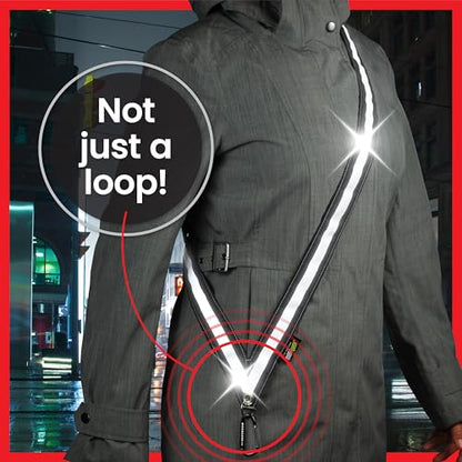 MOONSASH Reflective Sash for Walking At Night | USA-Made | Fitted, Reversible + Patented Night Walking Safety Gear | Perfect Belt/Reflective Vest for Women & Men Alternative | Essential Running Gear - style: MED Midnight Black (60")