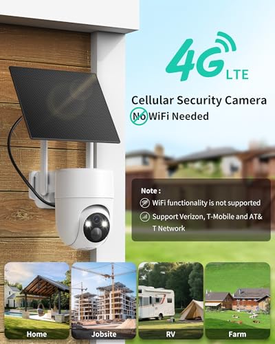 LIWAN 4G LTE Cellular Security Cameras Wireless Outdoor, 2K Off-Grid Cam | 2-Pack No WiFi Security Camera with SIM Card, Solar Powered, Color Night Vision, 360° View for Farm, Cabin, Construction Site