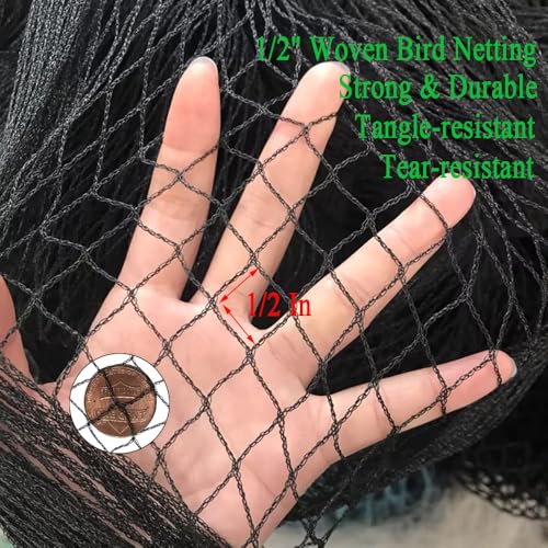 Bird Netting for Chicken Coop 30x30Ft, 1/2" Mesh, Strong Woven Poultry Netting Roof Cover for Chicken Run, Heavy Duty Bird Net for Fruit Trees, Blueberry, Vegetables, Garden Protection - size: 30x30Ft-1/2"