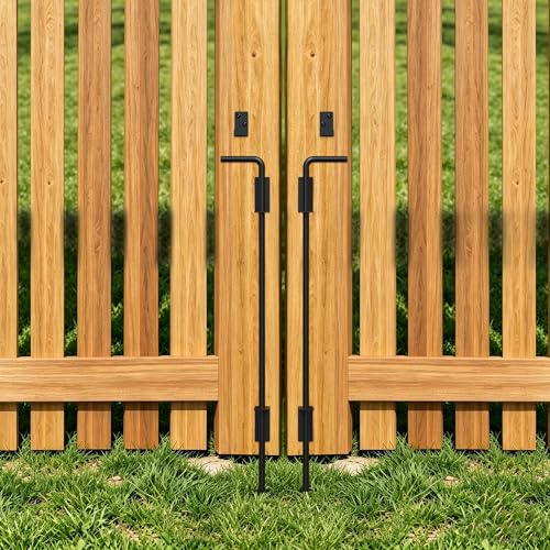 Heavy Duty Cane Bolt Gate Drop Rod, 24" Black Gate Latches Hardware for Wood Fence/Metal/Vinyl/Double Gates, Outdoor Gate Ground Latch Drop Rod with Mounting Screws, 2 Pack - size: 24 Inch