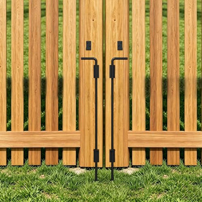 Heavy Duty Cane Bolt Gate Drop Rod, 24" Black Gate Latches Hardware for Wood Fence/Metal/Vinyl/Double Gates, Outdoor Gate Ground Latch Drop Rod with Mounting Screws, 2 Pack - size: 24 Inch
