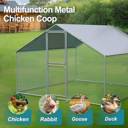 Airynee Large Chicken Coop, Chicken Coops for 10 Chickens, Chicken Runs for Yard with Water Poof & UV Resistance Cover, Spire Roof Chicken Coop Run with Double Lockable Doors for Outdoor Backyard - size: 79.2"L x 117.6"W x 79.2"H