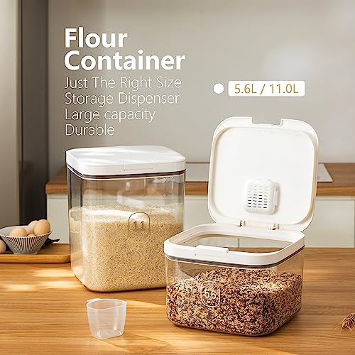 Flour Dispenser 10LBS - 5 L /5 QT /5 KG Rice Container Storage Food Cereal Container Bins Household for Kitchen Pantry Organization (5 L) - color: 5.6 L