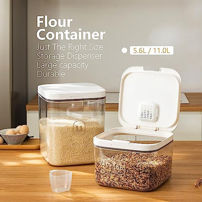 Flour Dispenser 10LBS - 5 L /5 QT /5 KG Rice Container Storage Food Cereal Container Bins Household for Kitchen Pantry Organization (5 L) - color: 5.6 L