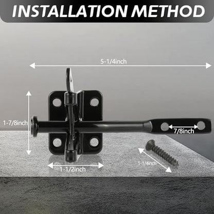 Self-Locking Gate Latch for Wooden Fence Heavy Duty, Automatic Gravity Lever Gate Latches with Longer Fasteners & Pull String for Garden, Outdoor Farm Garden Yard