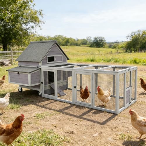 Aivituvin Chicken Coop Run Extension Rabbit Enclosure Outdoor Duck Hen Playpen - color: Grey, size: 79.0"L x 37.8"W x 20.7"H