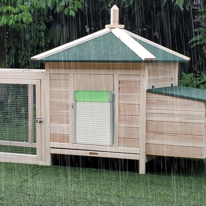 Automatic Chicken Coop Door Solar Powered, 9.4 x 10.8In Automatic Chicken Coop Door with Light Sensor, Timer Remote Controller, 3.7V 2000mA Rechargeable Coop Door Opener(131.23Ft Remote)