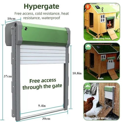 Automatic Chicken Coop Door Solar Powered,Solar Chicken House Door,Aluminum Alloy Chicken Door,Mix 4 Modes,with Remote and LCD Display,2000mAh Battery