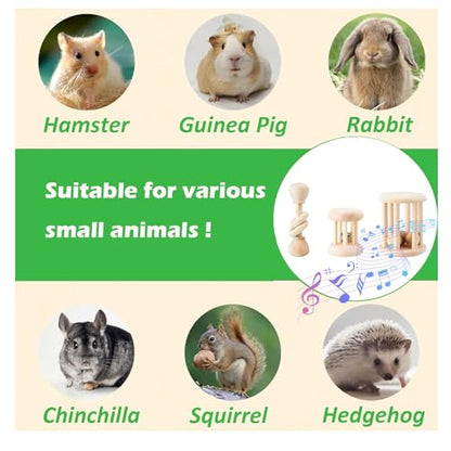 KABASI 3 PCS Wooden Bunny Toys, Safe Rabbit Guinea Pigs Bite-Resistant Natural Wooden Chew Teeth Grinding Toys for Chinchillas Hamsters Small Animals Rat Playing Indoor Outdoor - color: Style B