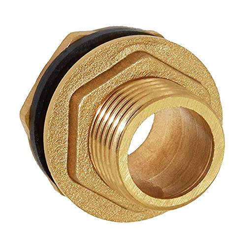 Joywayus 1/2" Male Thread Soild Brass Water Tank Connector Bulkhead Tank Fitting With Rubber Ring Stablizing - size: No Female - 1/2" Male