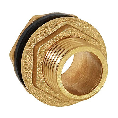Joywayus 1/2" Male Thread Soild Brass Water Tank Connector Bulkhead Tank Fitting With Rubber Ring Stablizing - size: No Female - 1/2" Male