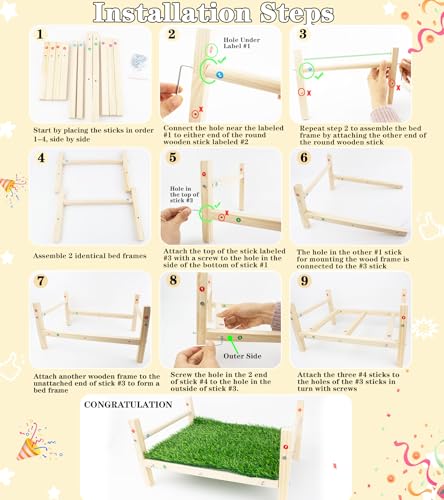 FlidRunest Extra-Large Wooden Chicken Toys, Natural Chicken Foraging Bed Toy for Coop, Multifunctional Training Perch Stand and for Poultry Chick, Hens, Rats