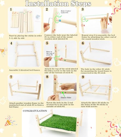 FlidRunest Extra-Large Wooden Chicken Toys, Natural Chicken Foraging Bed Toy for Coop, Multifunctional Training Perch Stand and for Poultry Chick, Hens, Rats
