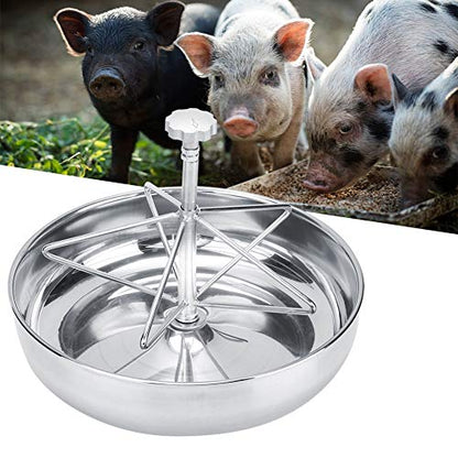 Gavigain Stainless Steel Piglet Feed Bowl,Pig Feeding Food Container with Metal Groove Rod Pig Food Feeder for Piglet Cattle(L)