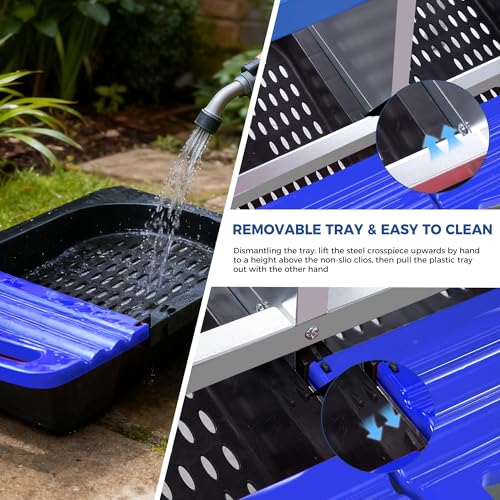 Garvee Nesting Boxes for Chickens - 3 Compartment Metal Stainless Steel Chicken Nesting Boxes with Pull-Out Trays,Hen Roosting & Laying Eggs,Roll Away Design,Easy to Install and Easy to Clean - color: Blue, size: 3 Holes