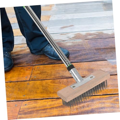 LIOOBO Stainless Steel Scrub Brush: 1.2m Heavy-Duty Wire Bristle Brush for Tough Stains - Outdoor Use on Decks Patios & Concrete - Commercial Cleaning Tool