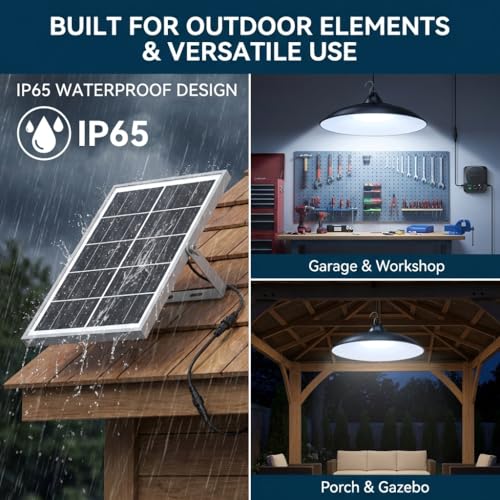 Solar Shed Lights Indoor Outdoor, 3200LM Motion Sensor Pendant Light Daytime Available with Remote & Button Control, IP65 Waterproof 4 Lighting Modes for Barn Garage Gazebo Chicken Coop Shop - 1 Pack - size: 1 Pack