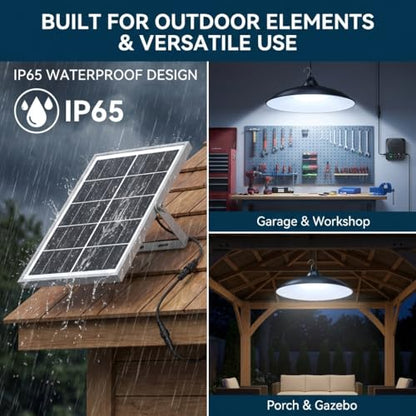 Solar Shed Lights Indoor Outdoor, 3200LM Motion Sensor Pendant Light Daytime Available with Remote & Button Control, IP65 Waterproof 4 Lighting Modes for Barn Garage Gazebo Chicken Coop Shop - 1 Pack - size: 1 Pack