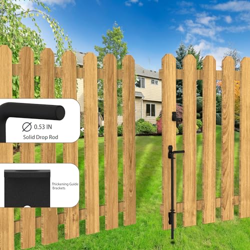 Sdstone 18 Inch Heavy Duty Cane Bolt Gate Drop Rod,Gate Ground Latch Hardware for Wooden Fences,Metal Gates Doors Stopper for Gate Ground (Black Finish,1 Pack) - size: 18 Inch