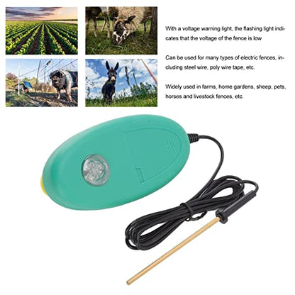 Electric Fence Voltage Tester, Waterproof Fence Fault Finder, Portable Fence Voltage Meter with Warning Light for Farm Garden Livestock Fences