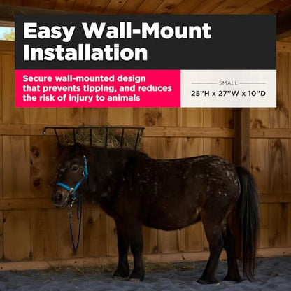 Scenic Road Wall Mount Hay Feeder for Horses, Goats, Sheep & Livestock – Heavy Duty Steel Hay Holder, Wall Mount Rack, Pig Hay Feeder, Easy to Install, 25" H x 27" W x 10" D (Model SLW844) - size: Small