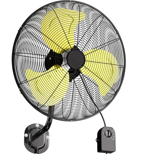 Uthfy 20 Inch Wall Mount Fan, High Velocity 7200 CFM Industrial Oscillating Fan, 3-Speed Heavy Duty Commercial Wall Fan for Indoor, Outdoor, Garage, Warehouse, Gym & Workshop, ETL Listed - size: 20 Inch